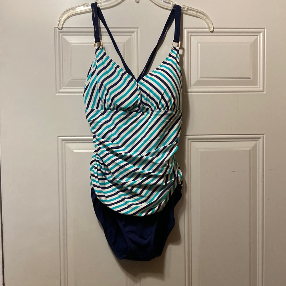 Lauren Ralph Lauren Striped Swimsuit with Blue Accents 12